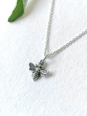 SSN699 Sterling Silver Small Honey Bee Necklace
