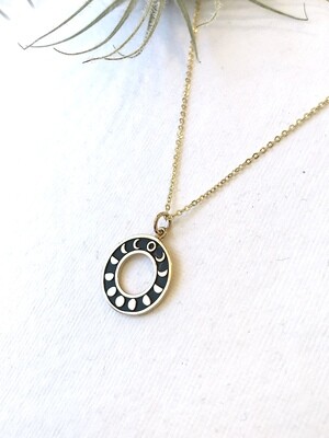 CCN1753 Bronze Phases of the Moon Circle Necklace