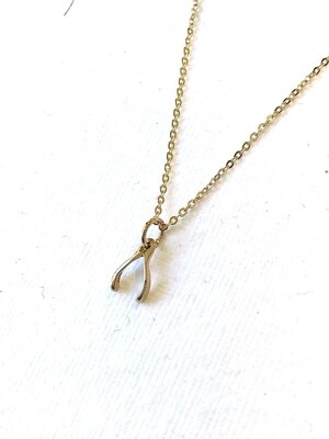CCN784 Bronze Mini Wishbone Necklace