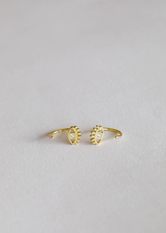 Evil Eye Huggie- 18k Gold Over Silver - JK20