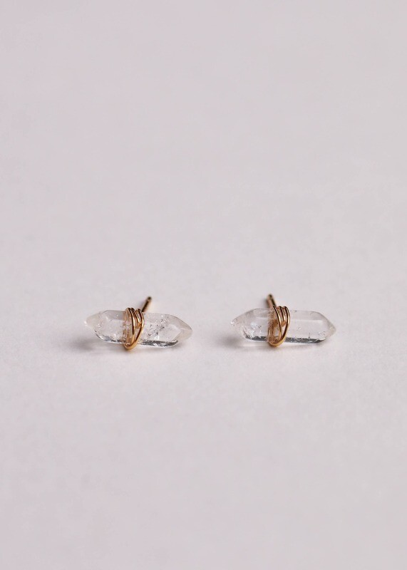 Quartz Mineral Point Posts - 18k Gold Over Silver - JK22