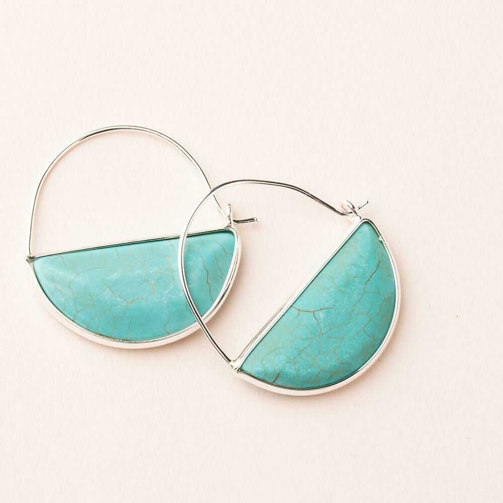 Turquoise Prism Hoop - Sterling Silver Dipped Wire - EP005