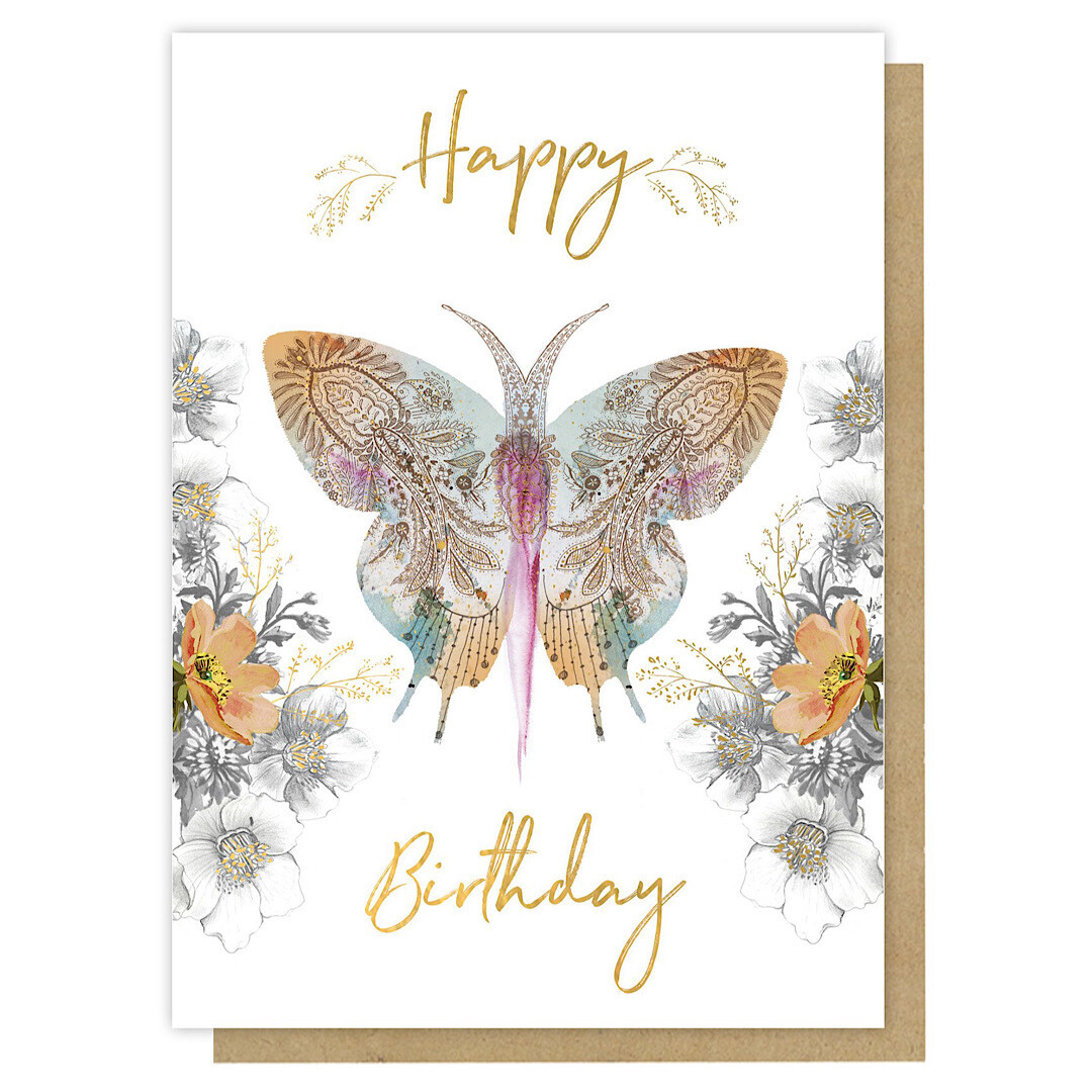Paisley Butterfly Birthday Greeting Card