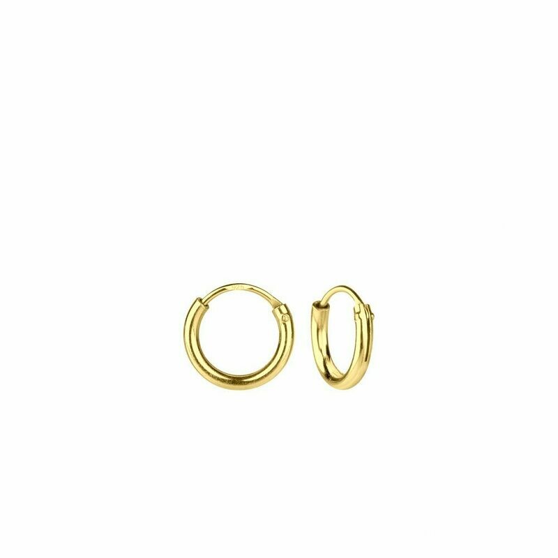 14k Gold Dipped Sterling Silver 8mm Thin Endless Hoops