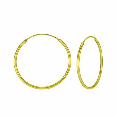 14k Gold Dipped Sterling Silver 30mm Thin Endless Hoops