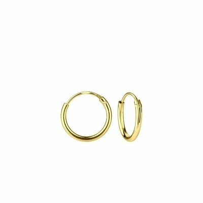 14k Gold Dipped Sterling Silver 10mm Thin Endless Hoops