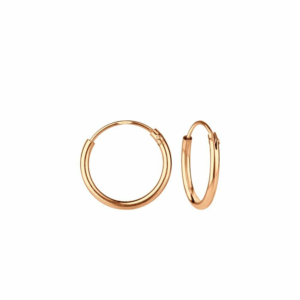 Rose Gold Dipped Sterling Silver 12mm Thin Endless Hoops