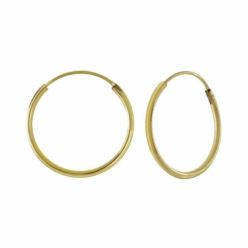 14k Gold Dipped Sterling Silver 18mm Thin Endless Hoops