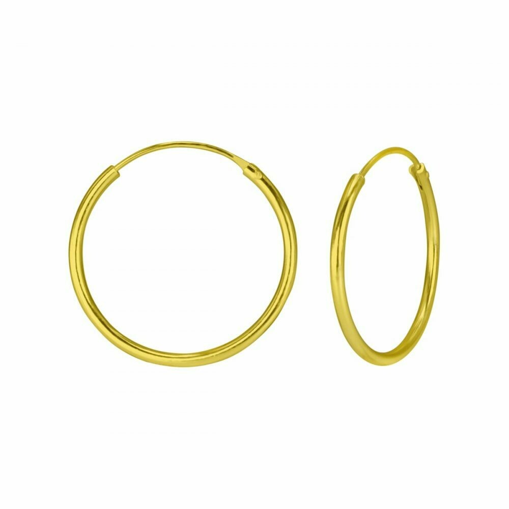 14k Gold Dipped Sterling Silver 20mm Thin Endless Hoops