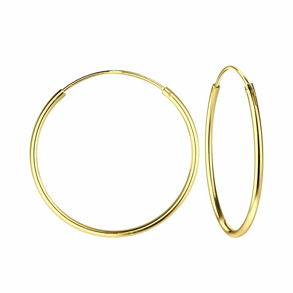 14k Gold Dipped Sterling Silver 25mm Thin Endless Hoops