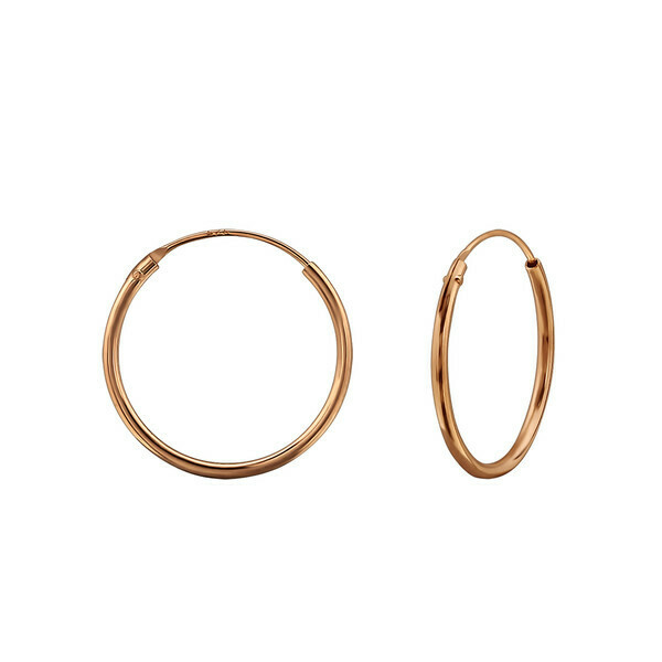 Rose Gold Dipped Sterling Silver 18mm Thin Endless Hoops