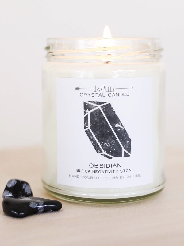 Crystal Candle - Obsidian  FINAL SALE