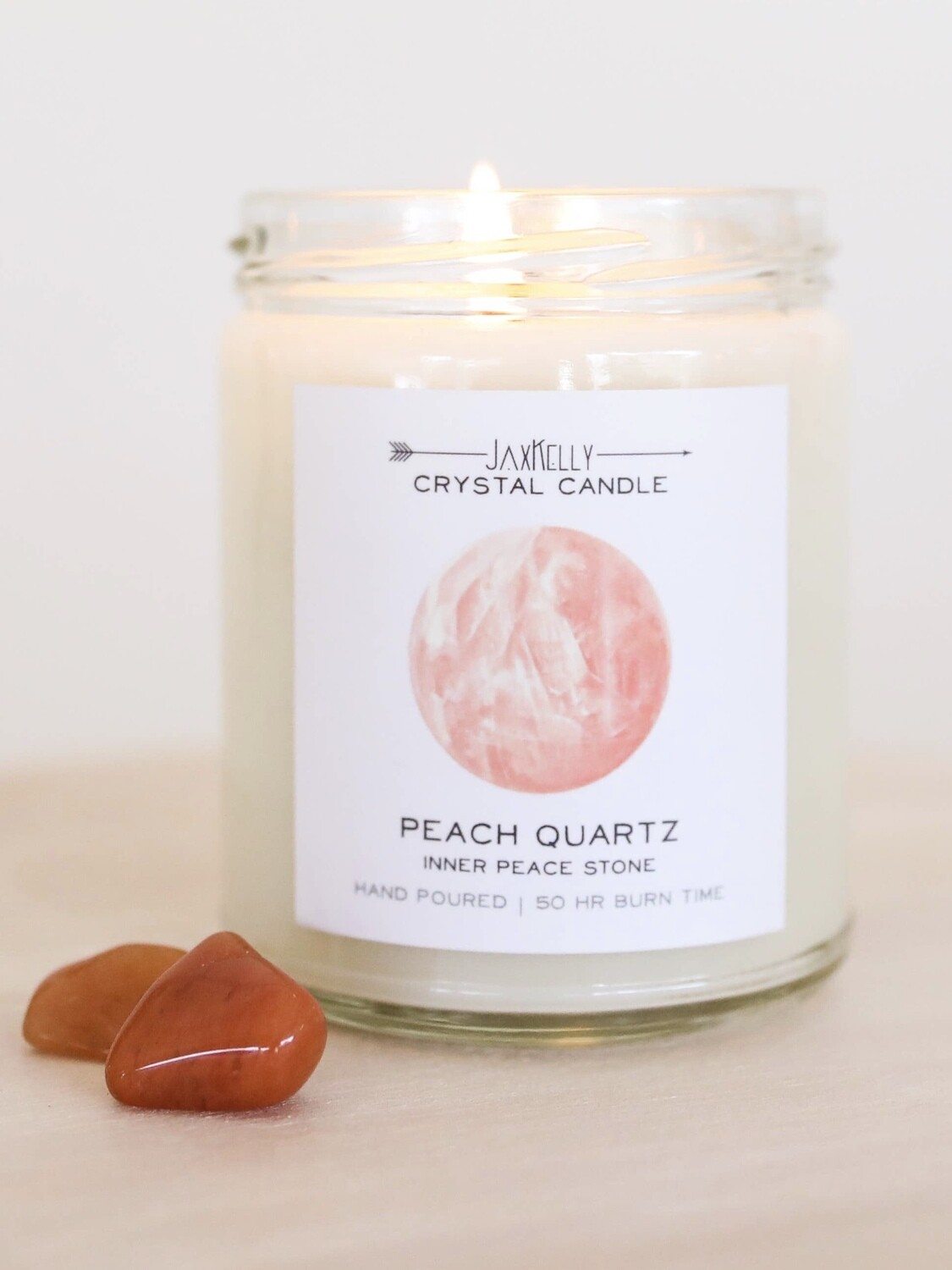 Crystal Candle - Peach Quartz - FINAL SALE
