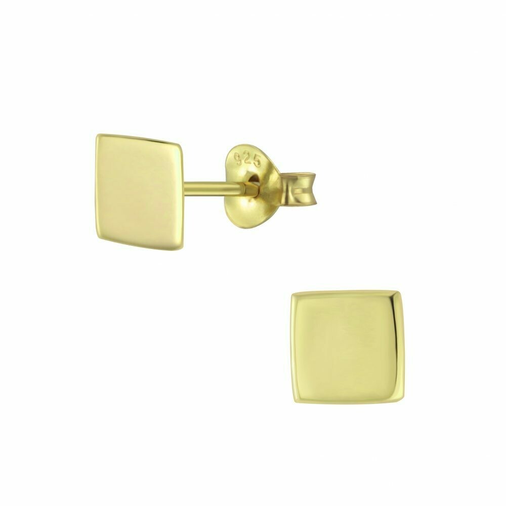 Flat Square 6mm Posts - Gold Plated Sterling Silver - P60-12