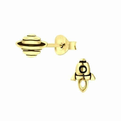 Rocket + Planet Posts - Gold Plated Sterling Silver - P60-13