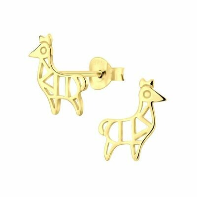 Geometric Llama Posts - Gold Plated Sterling Silver - P60-16