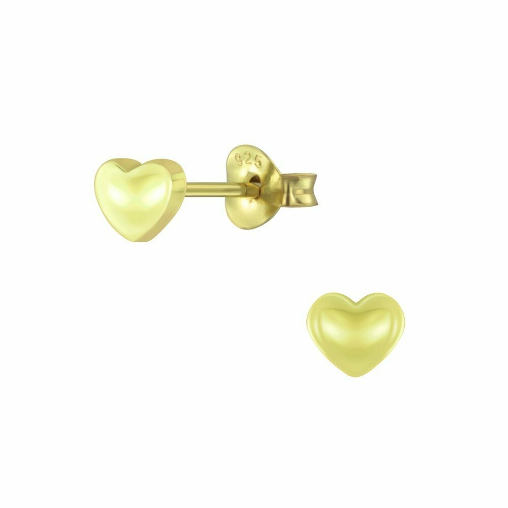 Solid Heart Posts - Gold Plated Sterling Silver - P60-20