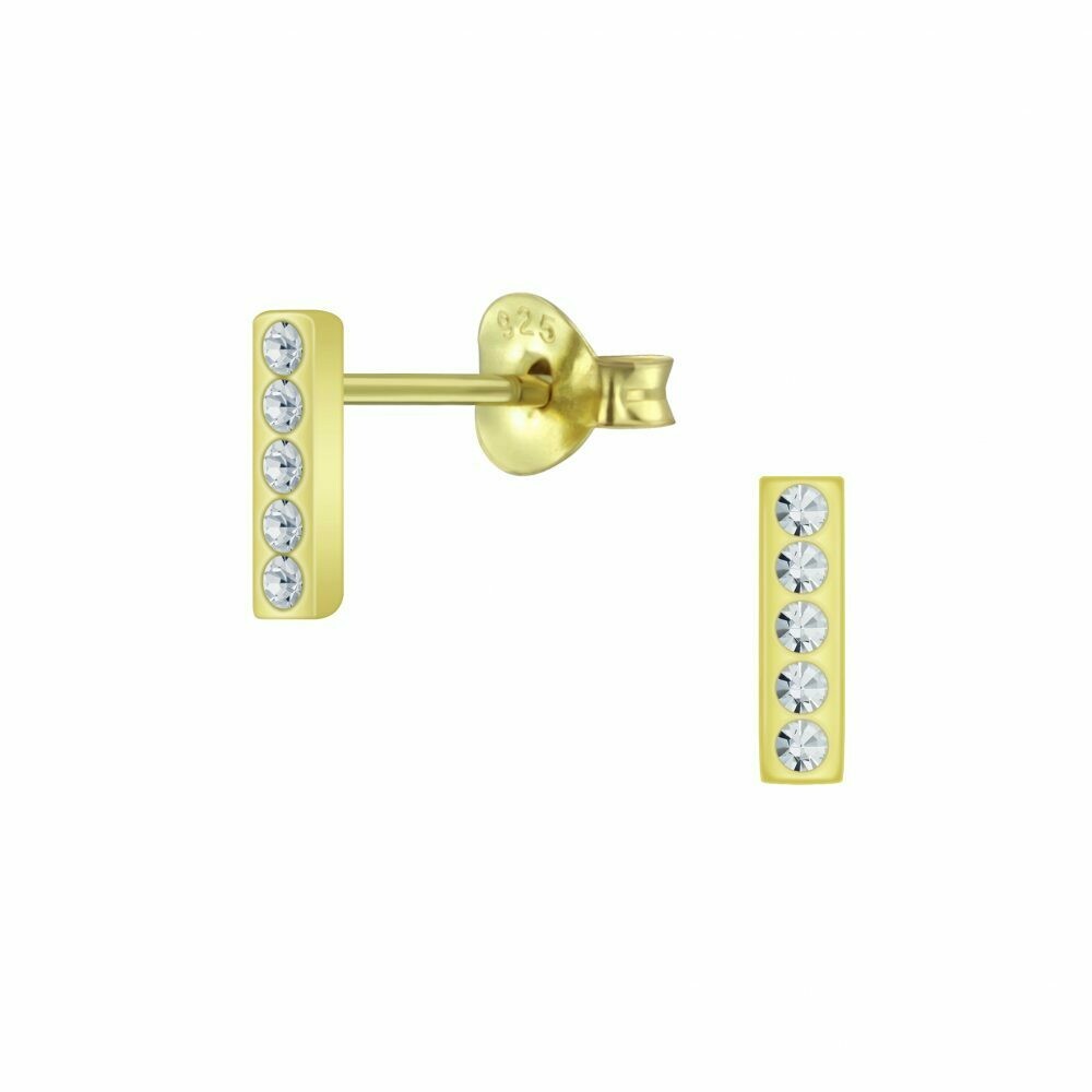Clear Crystal Bar Posts - Gold Plated Sterling Silver - P63-21