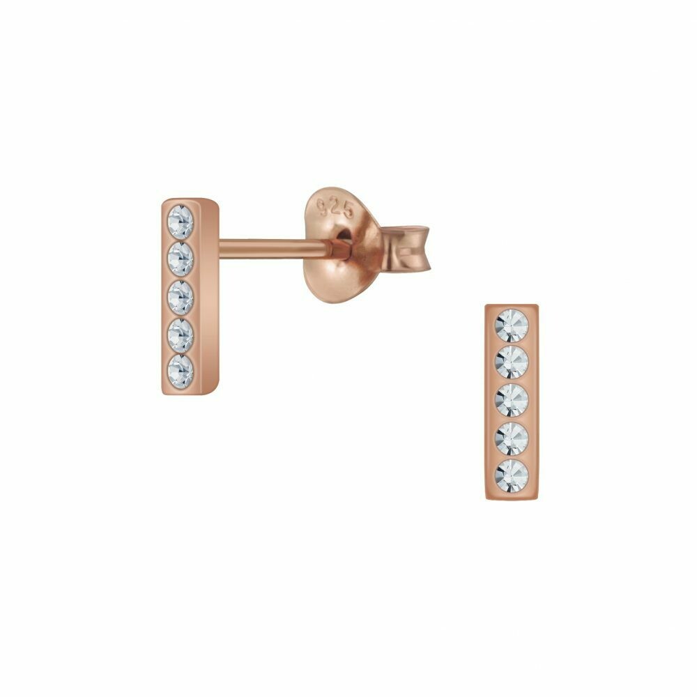 Crystal Bar Posts - Rose Gold Plated Sterling Silver - P68-21