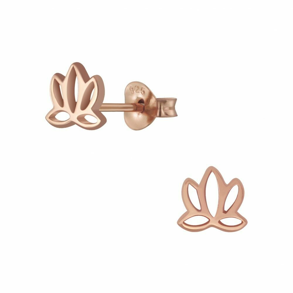 Open Lotus Posts - Rose Gold Plated Sterling Silver - P66-9