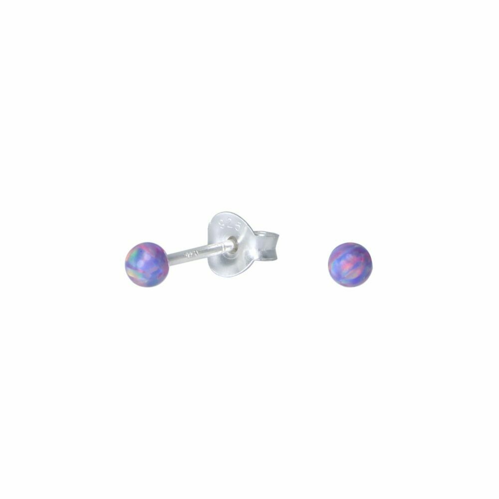 Light Violet Opalescent 3mm Ball Post - Sterling Silver - P75-4