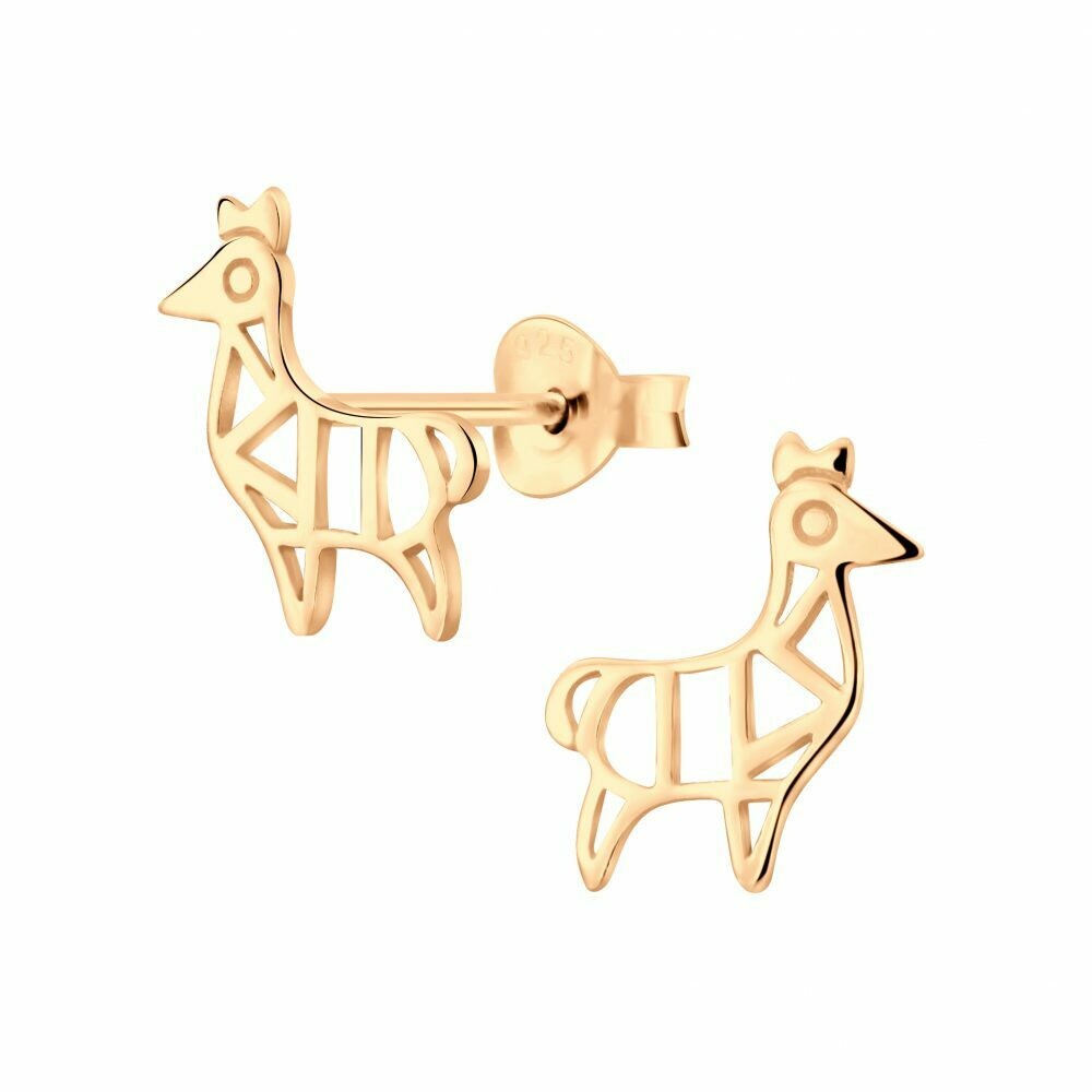 Geometric Llama Posts - Rose Gold Plated Sterling Silver - P66-13