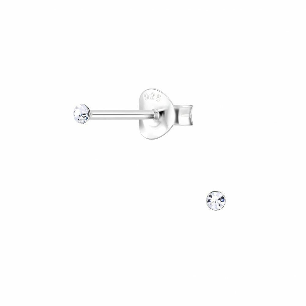 Micro 1.5mm Clear Crystal Posts - Sterling Silver - P75-10
