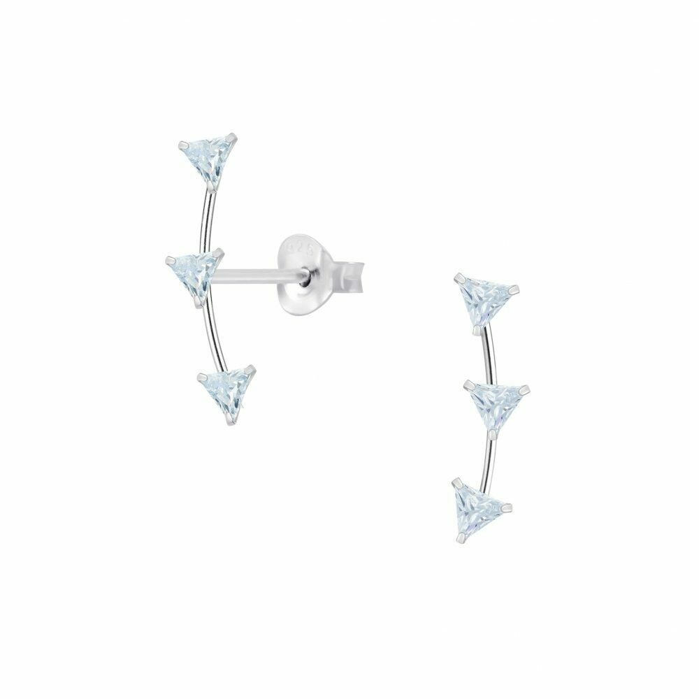 3 Triangle CZ Line Posts - Sterling Silver - P75-22