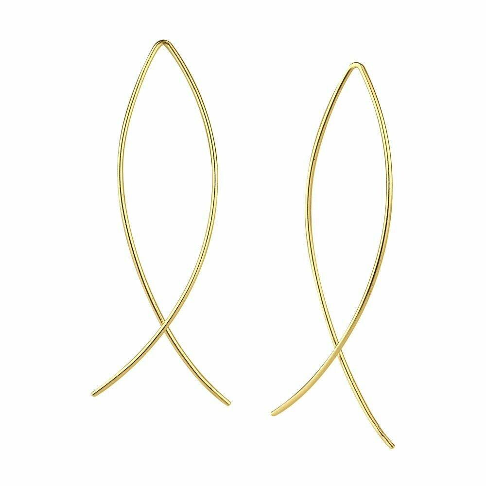 14k Gold-Dipped Sterling Silver Wire Thread-Thru Earrings - H60-9