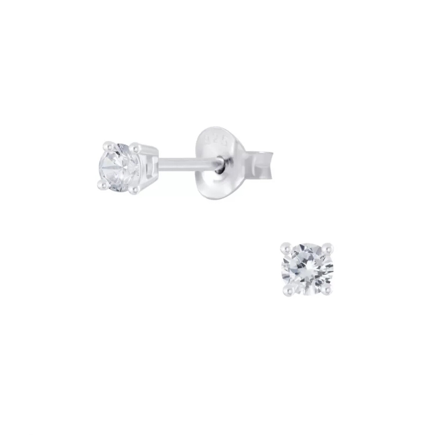 Sterling Silver 3mm Round Cubic Zirconia Posts - P23-4