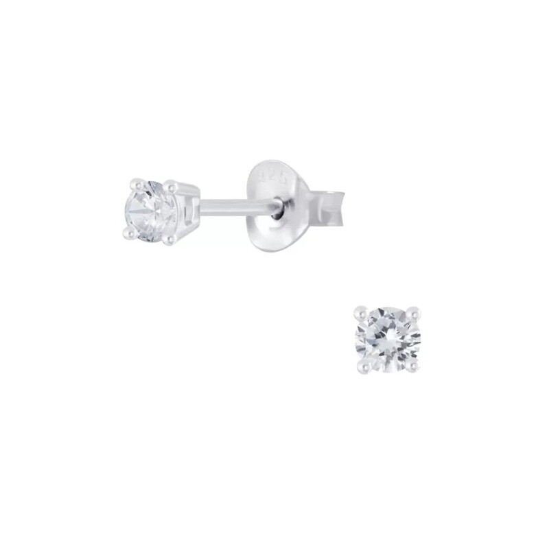Sterling Silver 3mm Round Cubic Zirconia Posts - P23-4 Sterling Silver 3mm Round Cubic Zirconia Posts - P23-4