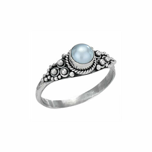 Sterling Silver Pearl Dotted Ring - RTM3149