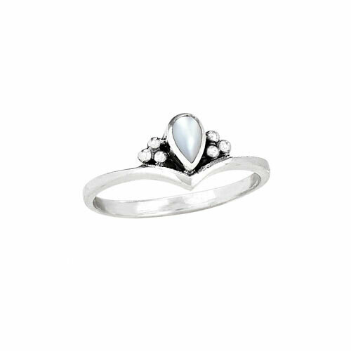 Sterling Silver Pear Mother of Pearl Ring -RTM3184