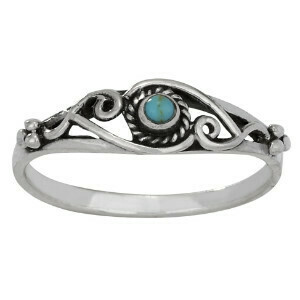 Sterling Silver Turquoise Scrolling Ring - RTM3903