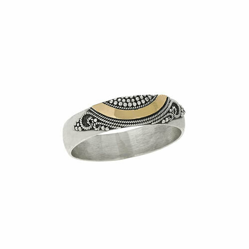 Sterling Silver + Gold Granulated Band - RTM3644