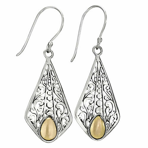 Sterling Silver with Gold Ornate Scroll Earrings - ETM4150