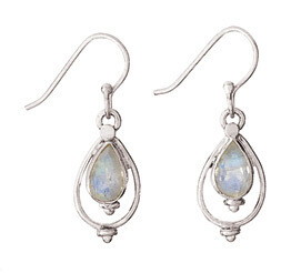 Sterling Silver Teardrop Rainbow Moonstone Earrings - ETM116