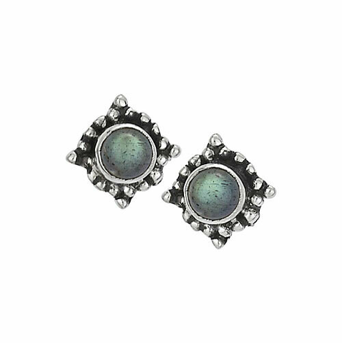 Sterling Silver Labradorite Dotted Posts - ETM3894