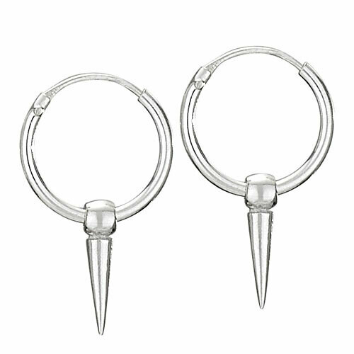 Sterling Silver Spike Hoops - H13-3909