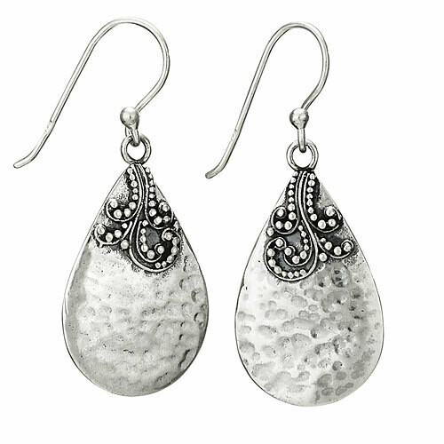 Sterling Silver Hammered Teardrop Bali Earrings - ETM3994