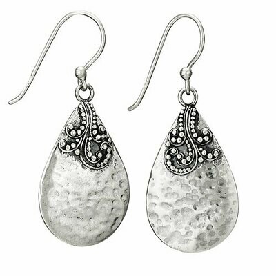 Sterling Silver Hammered Teardrop Bali Earrings - ETM3994