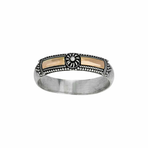 Sterling Silver with Gold Bars Ring - RTM4037