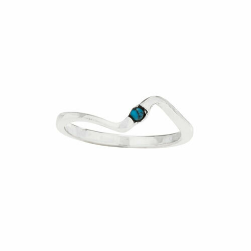 Sterling Silver Turquoise Dot Wave Ring - RTM4340