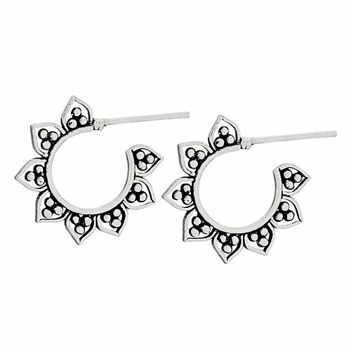 Sterling Silver Granulated Hoops - H13-4762