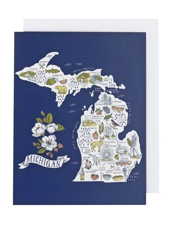 Illustrated Michigan Map Greeting Card - CB3
