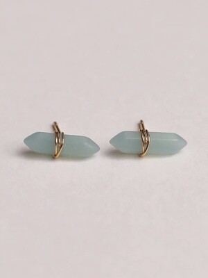 Amazonite Mineral Point Posts - 18k Gold Over Silver - JK30