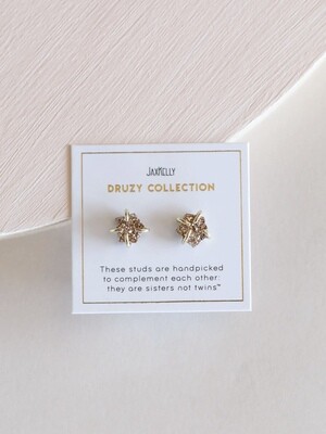 Rose Gold Druzy Prong Posts - 18k Gold Over Silver - JK32