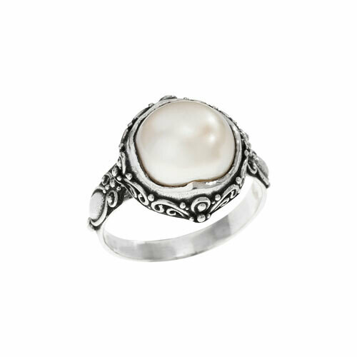 Sterling Silver Ornate Mabe Pearl RIng - RTM4391