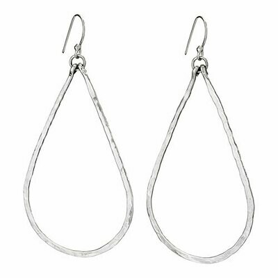 Sterling Silver Hammered Open Teardrop Earrings - ETM4830