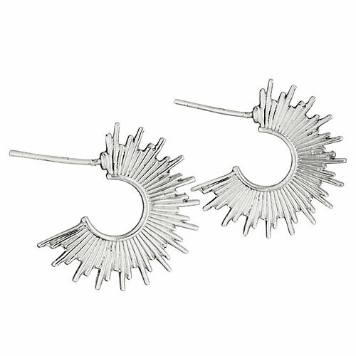 Sterling Silver Spiked Rays Hoops - H13 4624